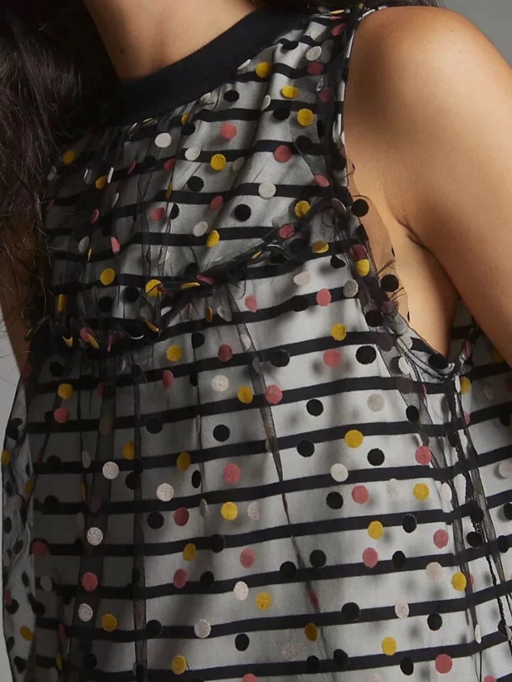 Anthropologie Maeve Black and White Polka Dot Blouse - Picture 3 of 7